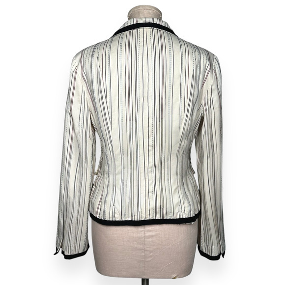 Vintage NANETTE LEPORE Striped Cream Blazer Equestrian Collegiate Ivy League 12 - Picture 7 of 12